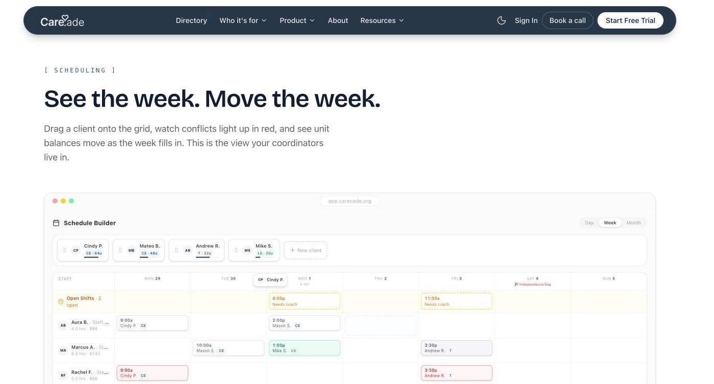 CareCade schedule builder